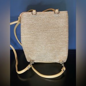 Woven Backpack Style Vegan Leather Bag. EUC